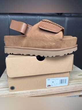 UGG Chestnut Suede Platform Slingback Sandal
